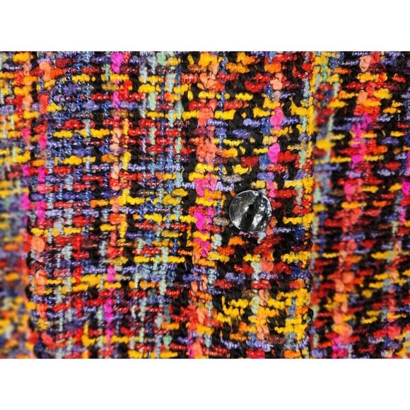 Chico's 1 Colorful Tweed Woven Blazer Jacket Button-Front - Picture 7 of 14
